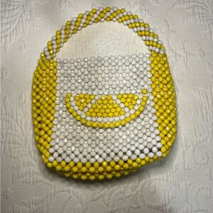 Yellow and White Beaded Women's Bag